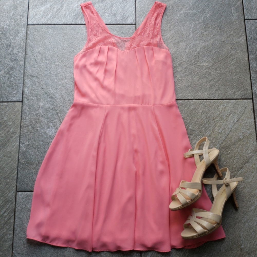 Express Pink Dress with Sheer Lace Detail